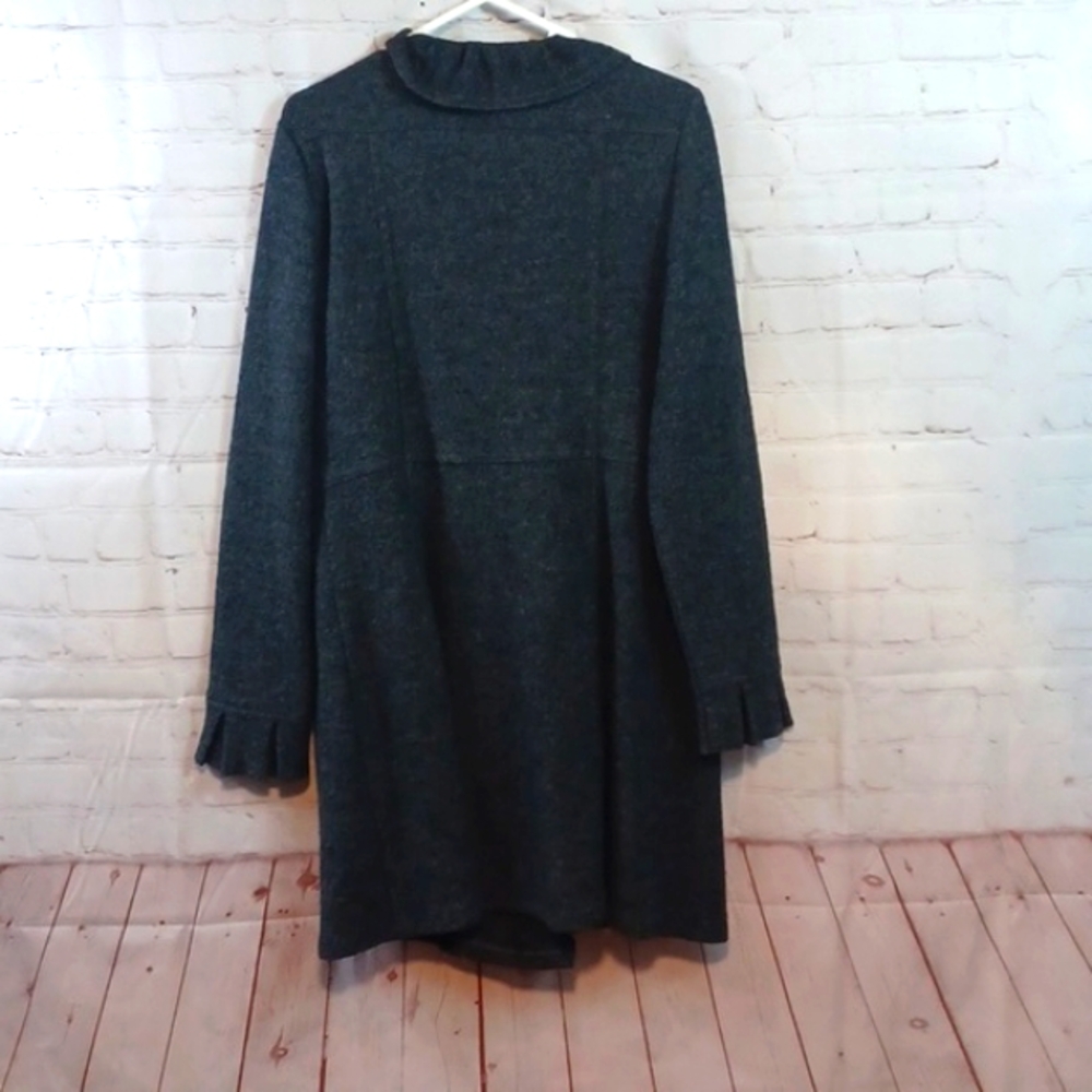 Renuar Ruffled Front Textured Gray Big Buttons Jacket M - Picture 3 of 8